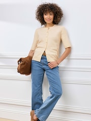 Cotton Traders Fine Knit Short Sleeve Cardigan - Image 2 of 4