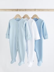 Blue/White 3 Pack Baby Sleepsuits (0-2yrs) - Image 1 of 13