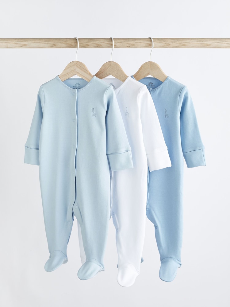 Blue/White 3 Pack Baby Sleepsuits (0-2yrs) - Image 1 of 13