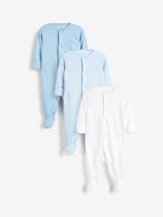 Blue/White 3 Pack Baby Sleepsuits (0-2yrs) - Image 3 of 13