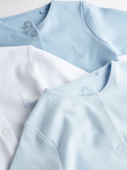 Blue/White 3 Pack Baby Sleepsuits (0-2yrs) - Image 9 of 13