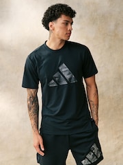 adidas Black Train Essentials Camo Graphic Logo T-Shirt - Image 1 of 1
