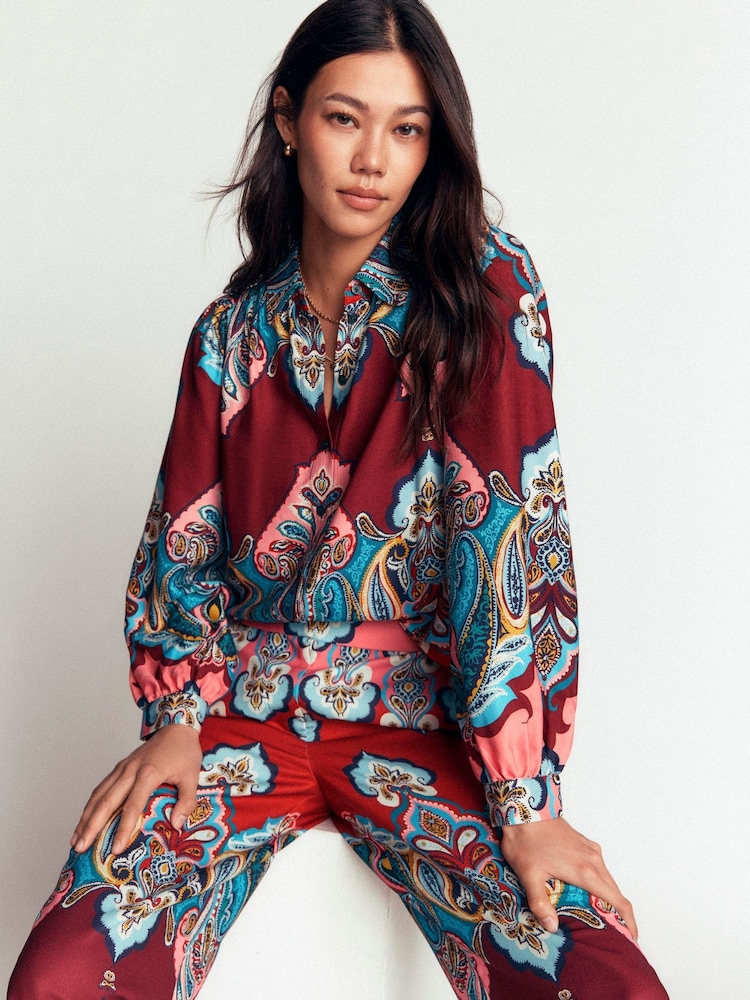Boden Red Long Sleeve Viscose Shirt - Image 1 of 6 Boden Red Long Sleeve Viscose Shirt - Image 1 of 6