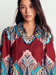 Boden Red Long Sleeve Viscose Shirt - Image 2 of 6