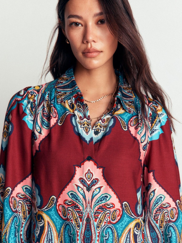 Boden Red Long Sleeve Viscose Shirt - Image 2 of 6 Boden Red Long Sleeve Viscose Shirt - Image 2 of 6