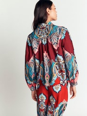 Boden Red Long Sleeve Viscose Shirt - Image 3 of 6