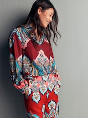 Boden Red Long Sleeve Viscose Shirt - Image 4 of 6