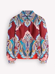 Boden Red Long Sleeve Viscose Shirt - Image 6 of 6