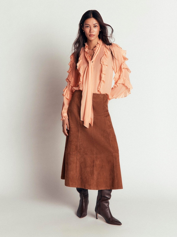 Boden Pink Ruffled Georgette Top - Image 1 of 5