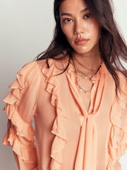 Boden Pink Ruffled Georgette Top - Image 2 of 5