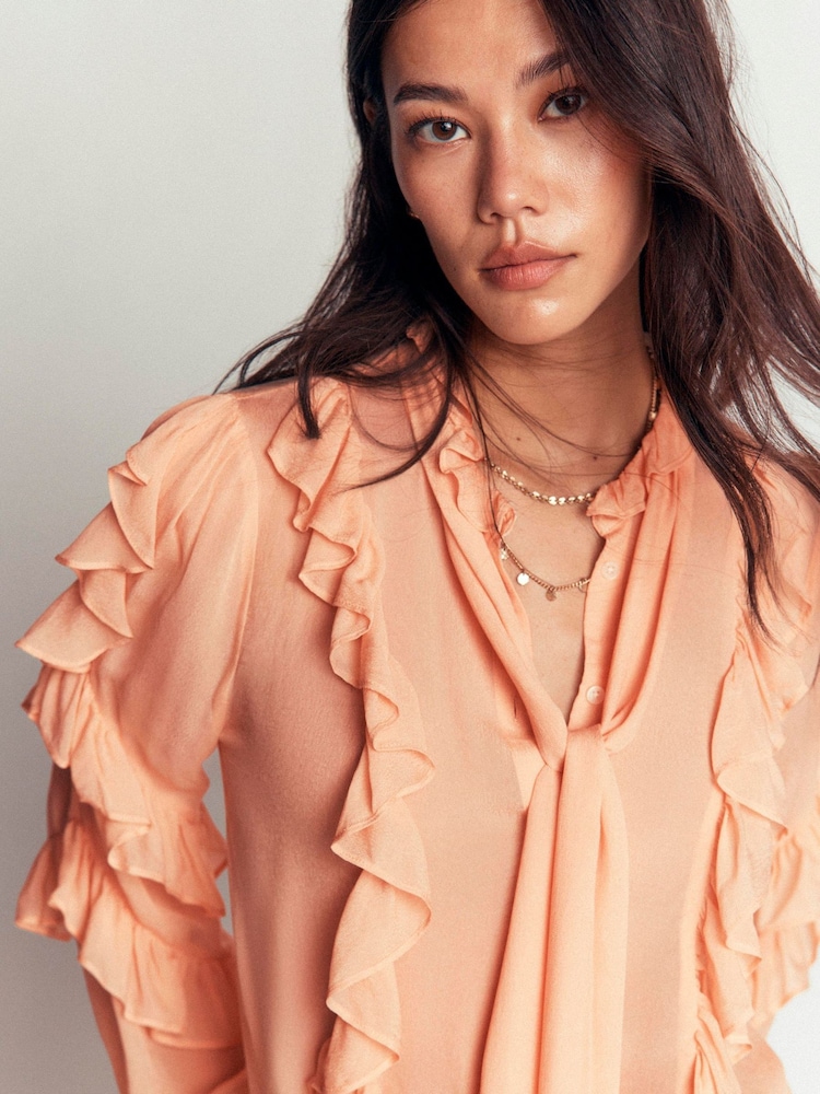Boden Pink Ruffled Georgette Top - Image 2 of 5