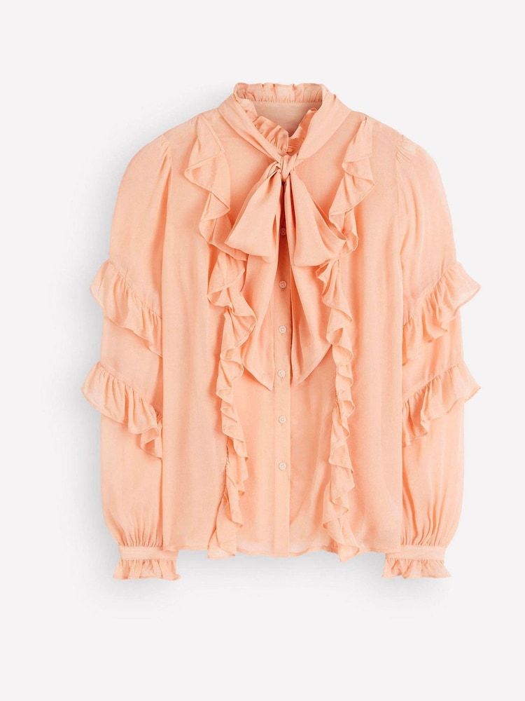Boden Pink Ruffled Georgette Top - Image 5 of 5