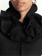 Boden Black Ruffle Neck Wool Jacket - Image 2 of 5