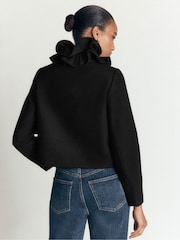 Boden Black Ruffle Neck Wool Jacket - Image 3 of 5