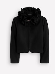 Boden Black Ruffle Neck Wool Jacket - Image 5 of 5