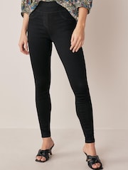 Black Super Stretch Soft Sculpt Pull-On Denim Leggings - Image 1 of 5