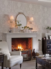 Laura Ashley White Dove Josette A4 Wallpaper Sample - Image 1 of 2