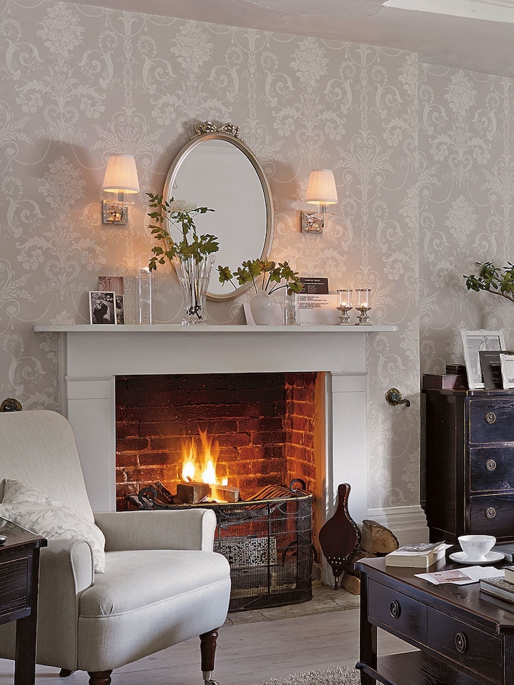 Laura Ashley White Dove Josette A4 Wallpaper Sample - Image 1 of 2