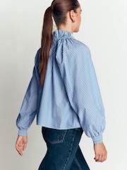 Boden Blue Bow Neck Ruffled Top - Image 3 of 7