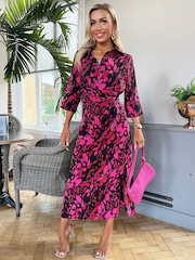 AX Paris Pink Printed Shirt Midi Dress - Image 1 of 4