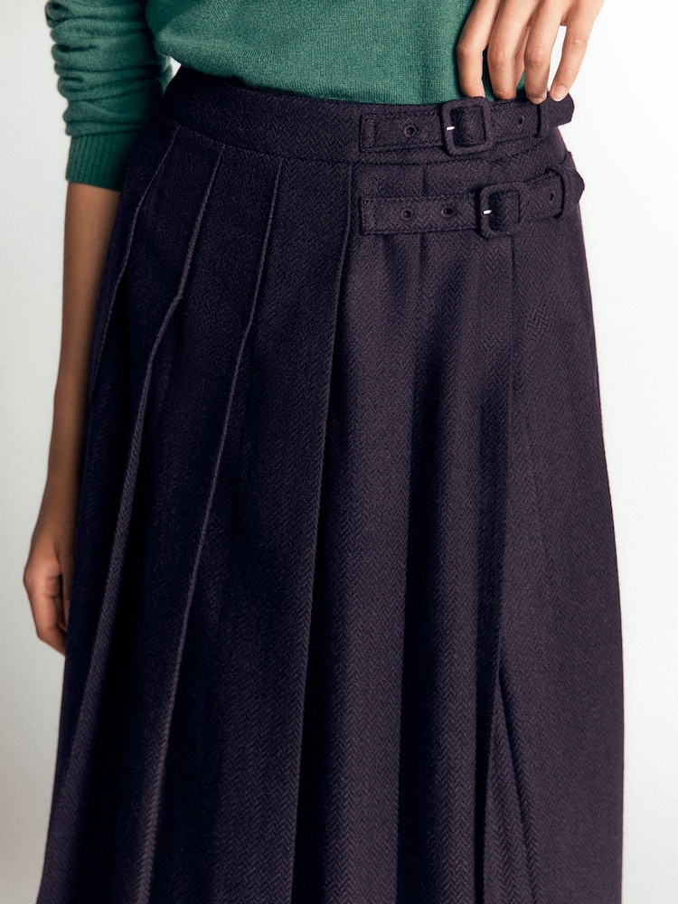 Azul oscuro - Falda midi escocesa plisada de Boden - Imagen 2 de 5