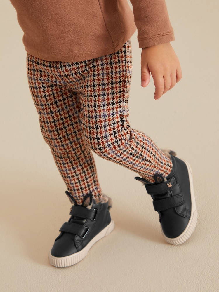 Black Bunny Standard Fit (F) Touch Fasten Strap High Top Trainers - Image 1 of 6