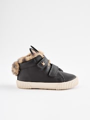 Black Bunny Standard Fit (F) Touch Fasten Strap High Top Trainers - Image 3 of 6