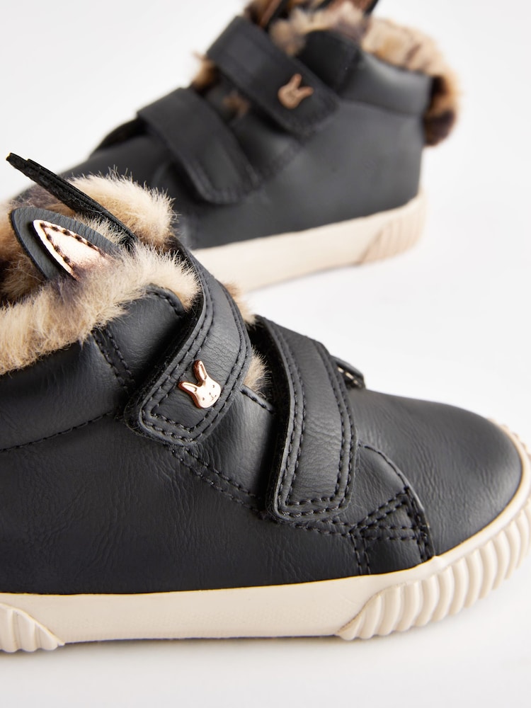 Black Bunny Standard Fit (F) Touch Fasten Strap High Top Trainers - Image 6 of 6