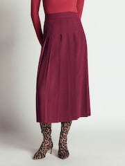 Boden Purple Pleat Side Split Midi Skirt - Image 2 of 5