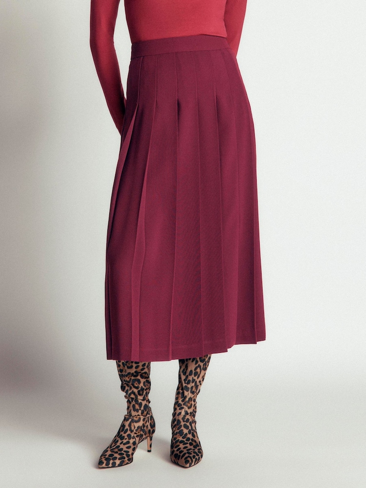 Boden Purple Pleat Side Split Midi Skirt - Image 2 of 5