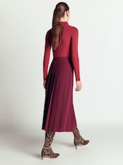Boden Purple Pleat Side Split Midi Skirt - Image 3 of 5