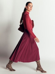 Boden Purple Pleat Side Split Midi Skirt - Image 4 of 5