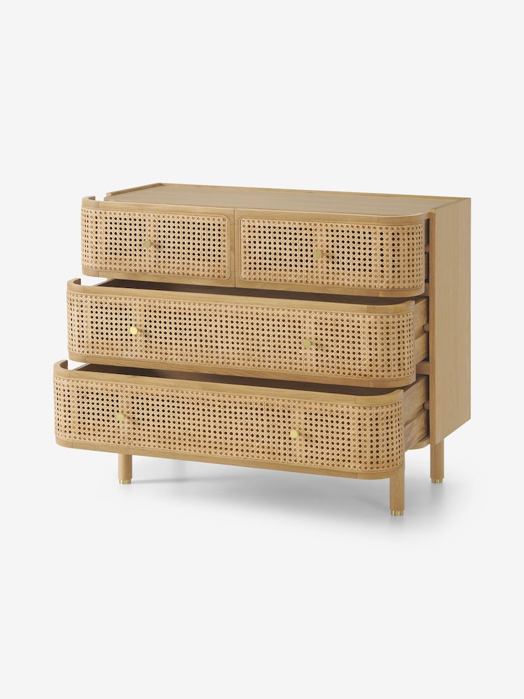 MADE.COM Natural Oak and Rattan Ankhara Chest of Drawers - Image 2 of 3