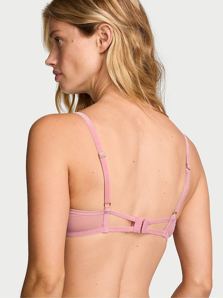 Victoria's Secret Dusk Rose Pink Unlined Demi Angel Velvet Embroidery Bra - Image 2 of 2 Victoria's Secret Dusk Rose Pink Unlined Demi Angel Velvet Embroidery Bra - Image 2 of 2