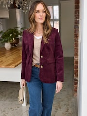Violet - Blazer en velours côtelé à simple boutonnage Cotton Traders - Image 1 de 4
