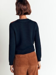 Boden Blue Lucy Chunky Cotton Jumper - Image 3 of 6