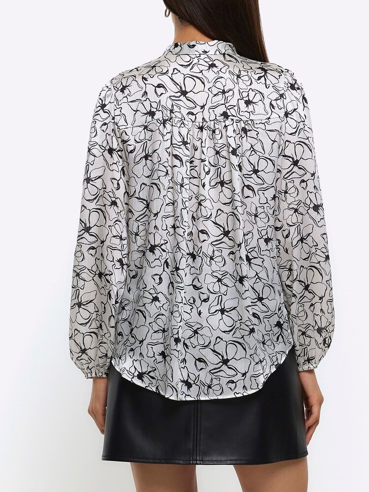 River Island White Pussybow Blouse - Image 2 of 4 River Island White Pussybow Blouse - Image 2 of 4