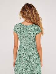 Apricot Green Abstract Daisy Milkmaid Dress - Image 2 of 4