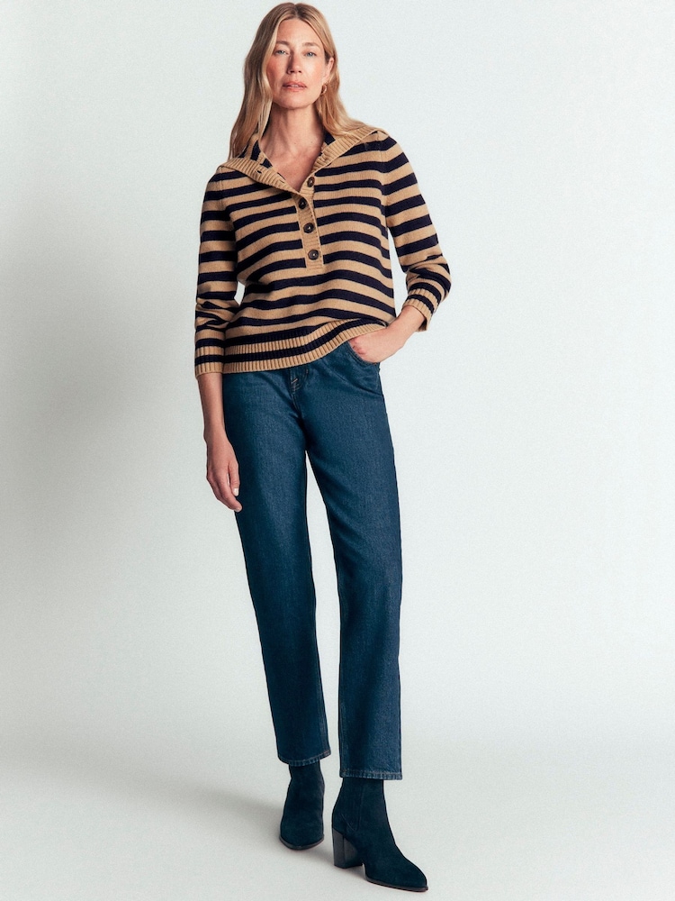 Boden Brown Marta Merino Wool Sailor Top - Image 1 of 7 Boden Brown Marta Merino Wool Sailor Top - Image 1 of 7