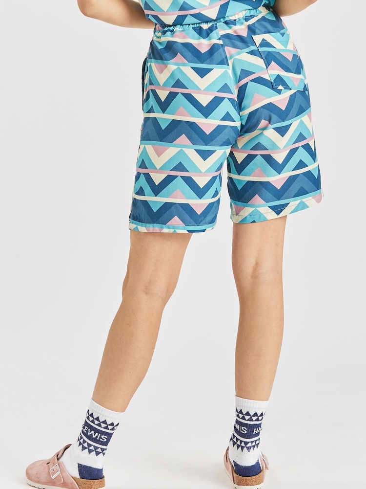 Harper & Lewis Blue Pattern Flora Co-ord Shorts - Image 2 of 7