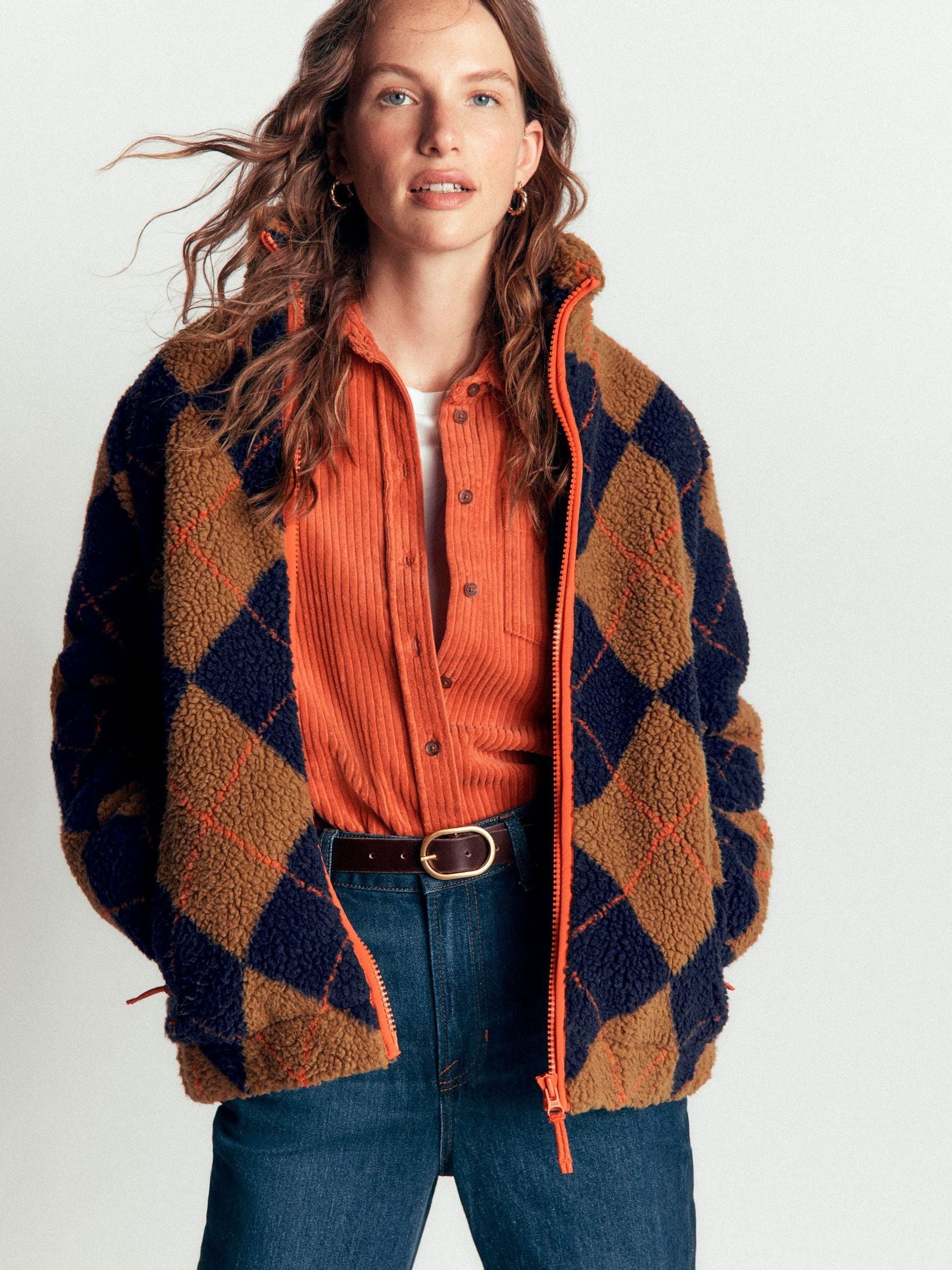 Boden Women's Brown/Blue Alnwick Borg Jacket
