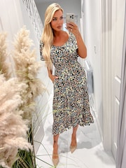 AX Paris Multi Ditzy Printed Flutter Sleeve Midi Dress - Image 4 of 4