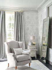 Laura Ashley Silver Josette A4 Wallpaper Sample - Image 1 of 2