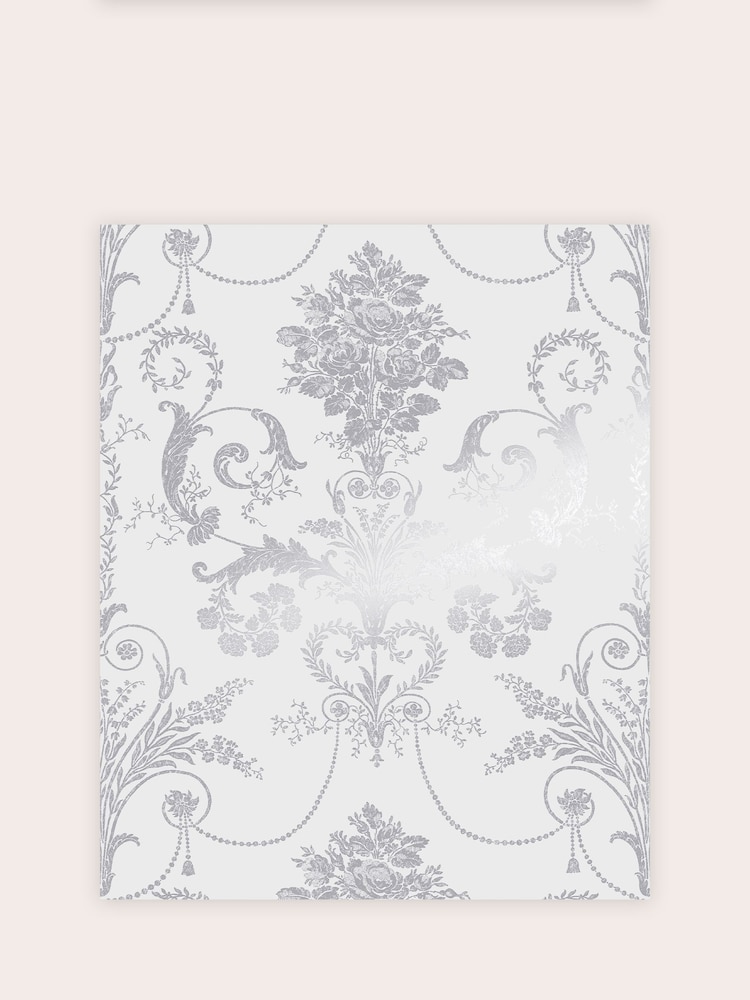 Laura Ashley Silver Josette A4 Wallpaper Sample - Image 2 of 2