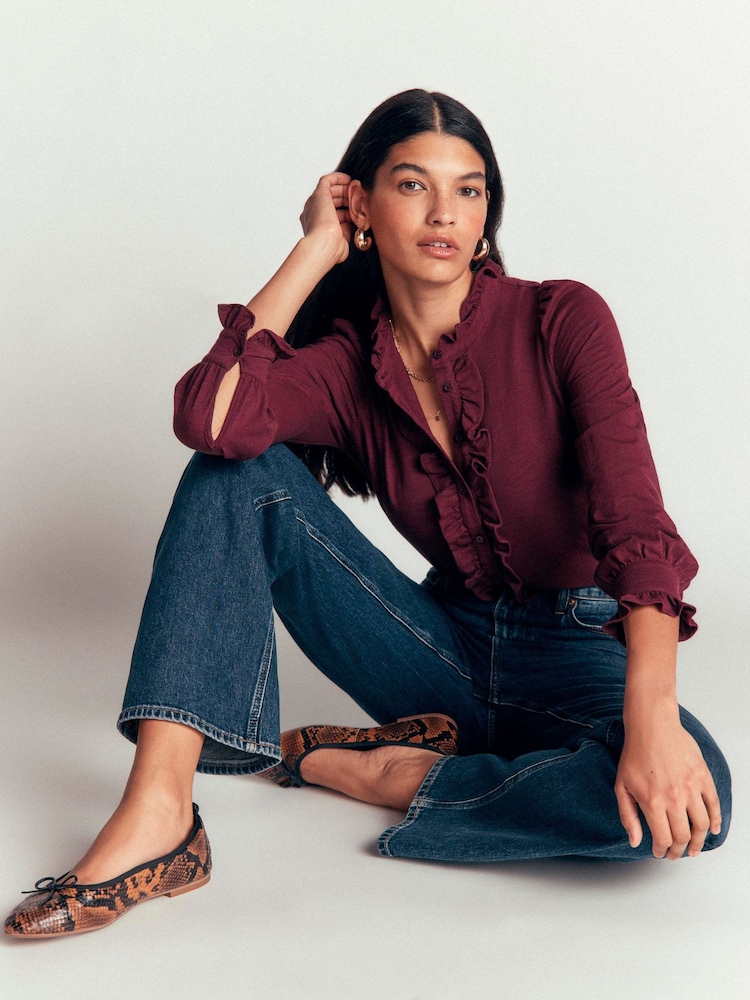 Boden Purple Mega Frill Blouse - Image 1 of 5 Boden Purple Mega Frill Blouse - Image 1 of 5