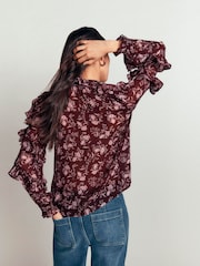 Boden Brown Ruffled Georgette Top - Image 3 of 7