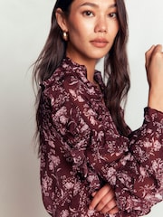 Boden Brown Ruffled Georgette Top - Image 6 of 7