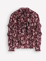 Boden Brown Ruffled Georgette Top - Image 7 of 7