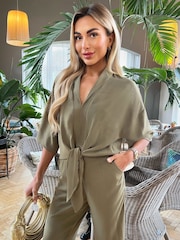 AX Paris V-Neck Collar Tie Front Blouse - Image 1 of 4