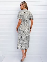 AX Paris Khaki Green Printed Bell Sleeve Midi Dress - Image 2 of 4